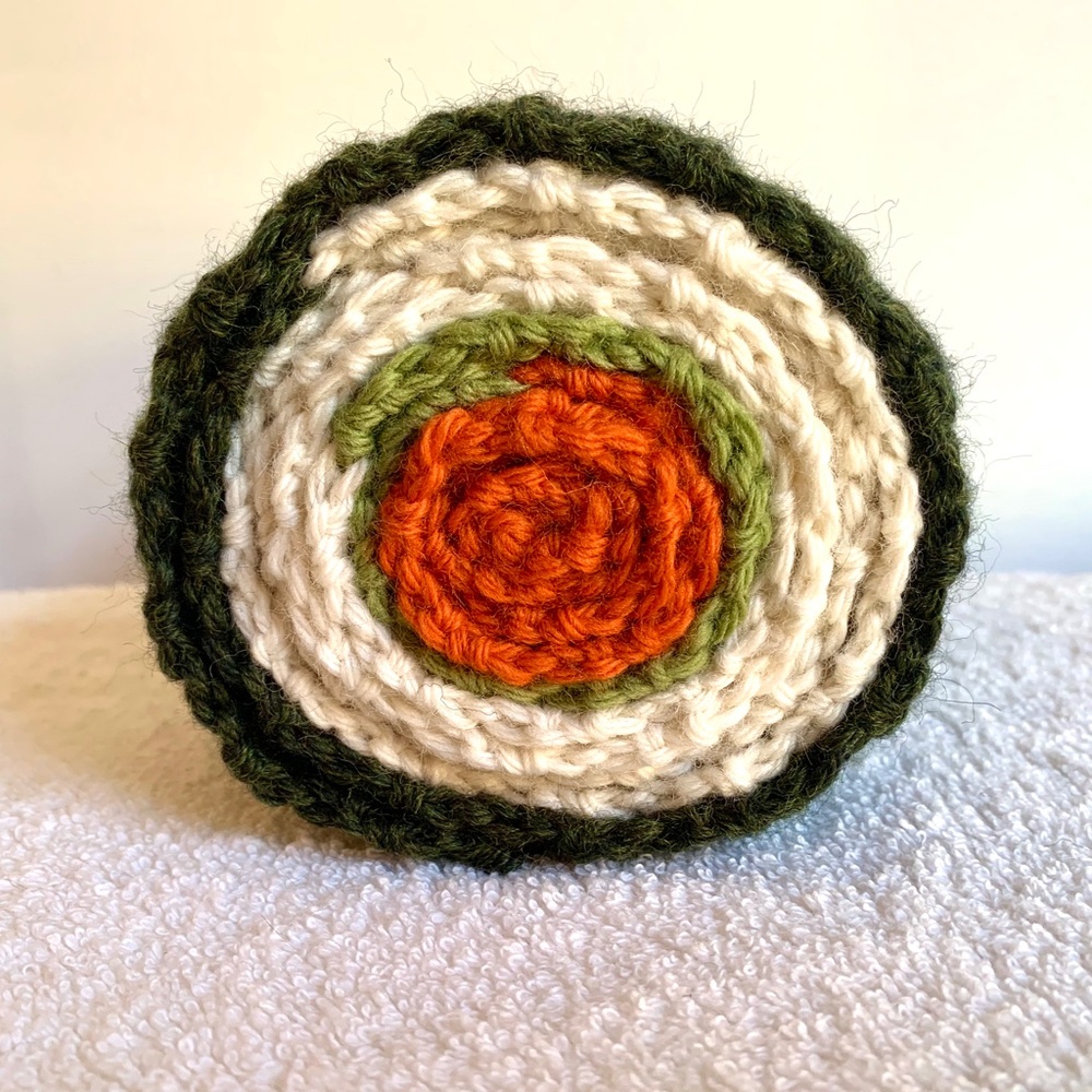 Crochet Sushi Scarf 100% Wool Handmade - Picture 3 of 6